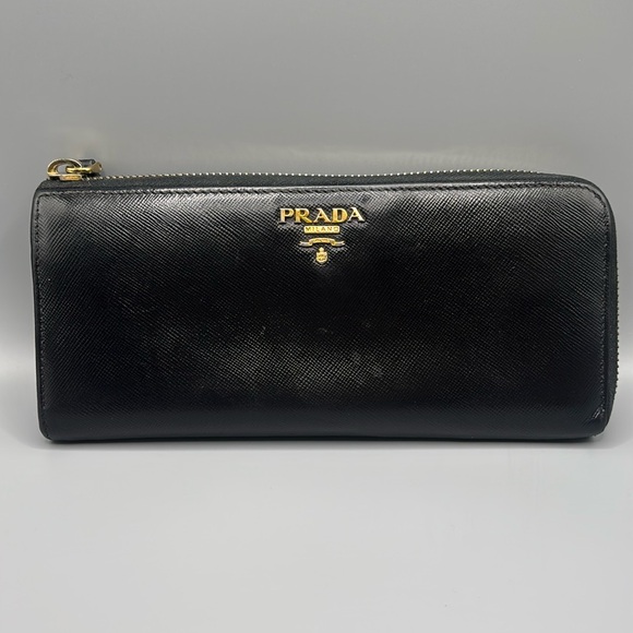 PRADA BLACK ZIP WALLET - Picture 1 of 11